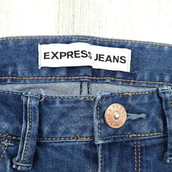 Express Women's Blue Distressed Modern Boyfriend Relaxed Fit Jeans Size 2 EUC - Picture 5 of 8